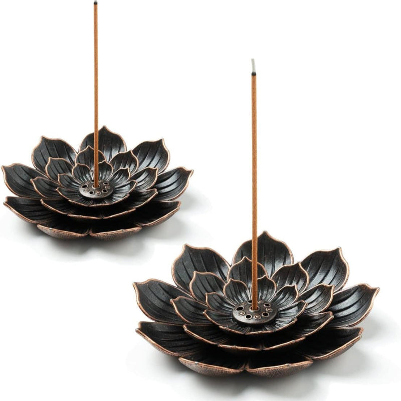 Brass Lotus Incense Burner with Detachable Ash Catcher for Stick Incense