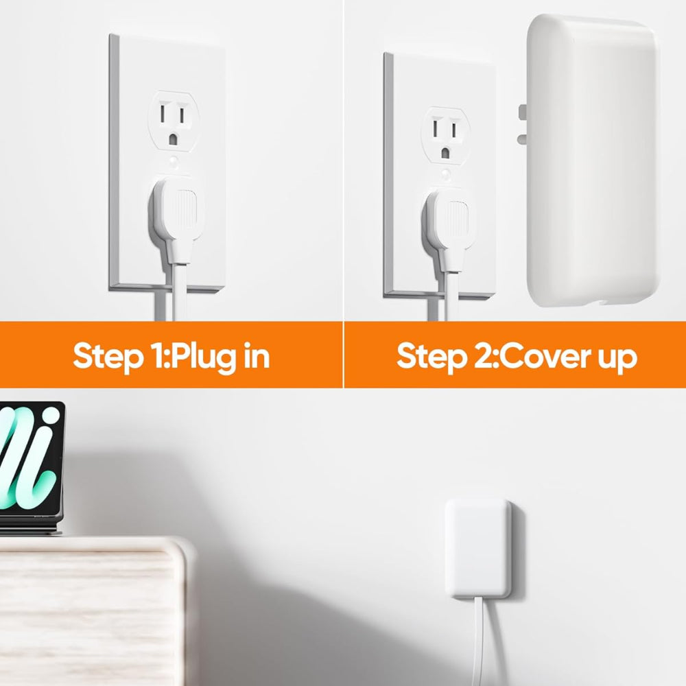 Flat Plug Power Strip Surge Protector with 6 Outlets and Extension Cord