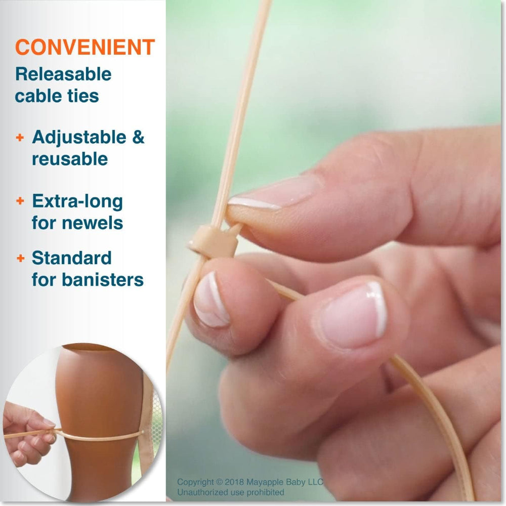 Stair Banister Safety Net – Baby Proofing Railing Guard – Stairway & Balcony Cover – Secure Tie Installation – Almond Brown Mesh