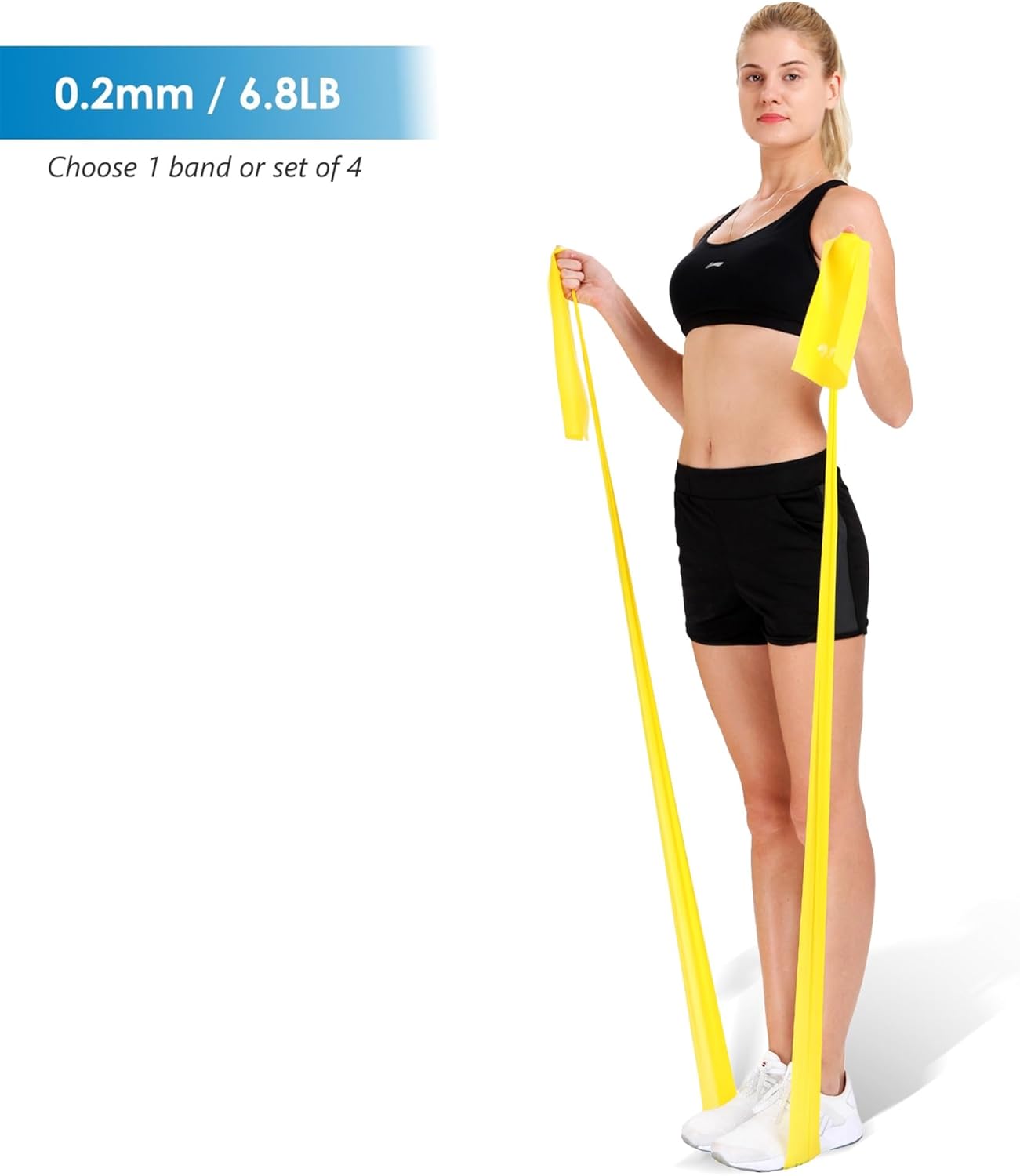 Yellow Exercise Band for Physical Therapy | Resistance Band for Fitness, Yoga, Pilates | Long Resistance Band for Working Out | Elastic Band for Exercise | Stretch Band