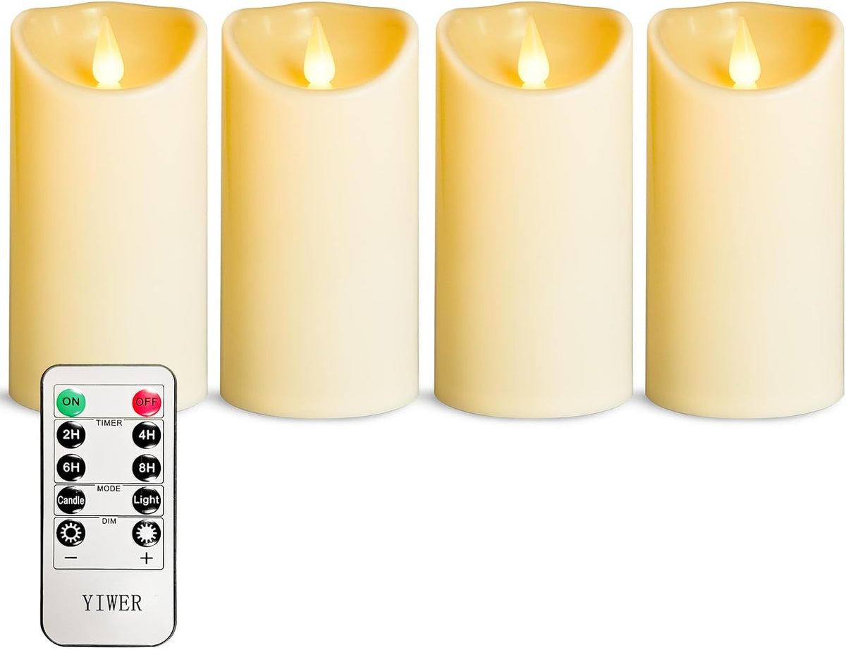 12-Pack Waterproof Outdoor Flameless LED Pillar Candles with Remote Control and Timer