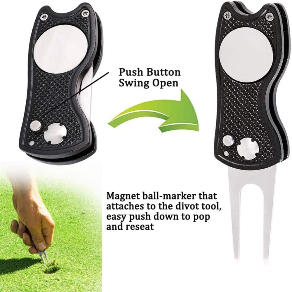 Golf Accessory Kit with Microfiber Towel, Club Brush, and Divot Repair Tool