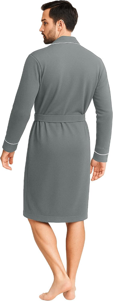 Men’s Cotton Blend Robe – Soft Knit Bathrobe with Adjustable Waist Tie, Lightweight Loungewear for Home & Spa Comfort
