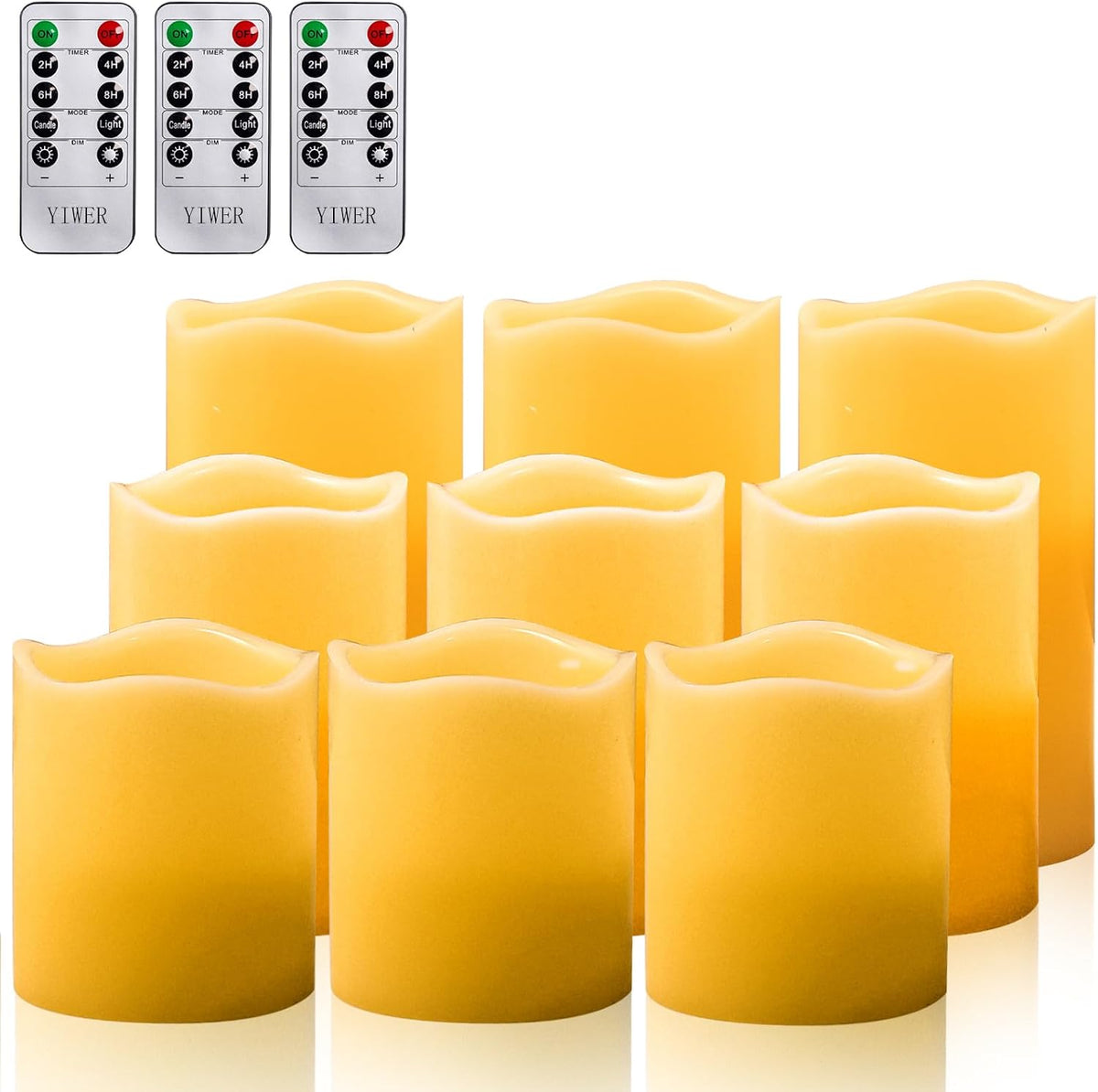 12-Pack Waterproof Outdoor Flameless LED Pillar Candles with Remote Control and Timer