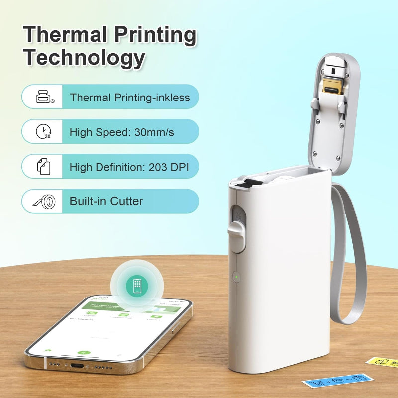 Label Maker Machine with Tape, P21 Bluetooth Label Printer, Wireless with Multiple Templates