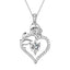 925 Sterling Silver Birthstone Necklace, Rose Flower Heart Pendant Jewelry