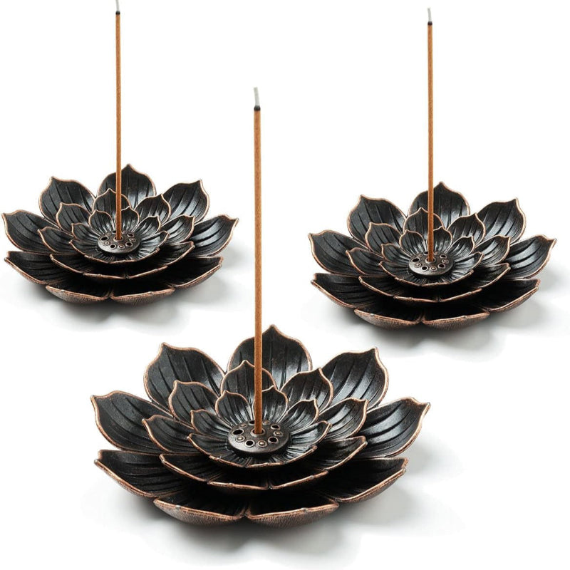 Brass Lotus Incense Burner with Detachable Ash Catcher for Stick Incense