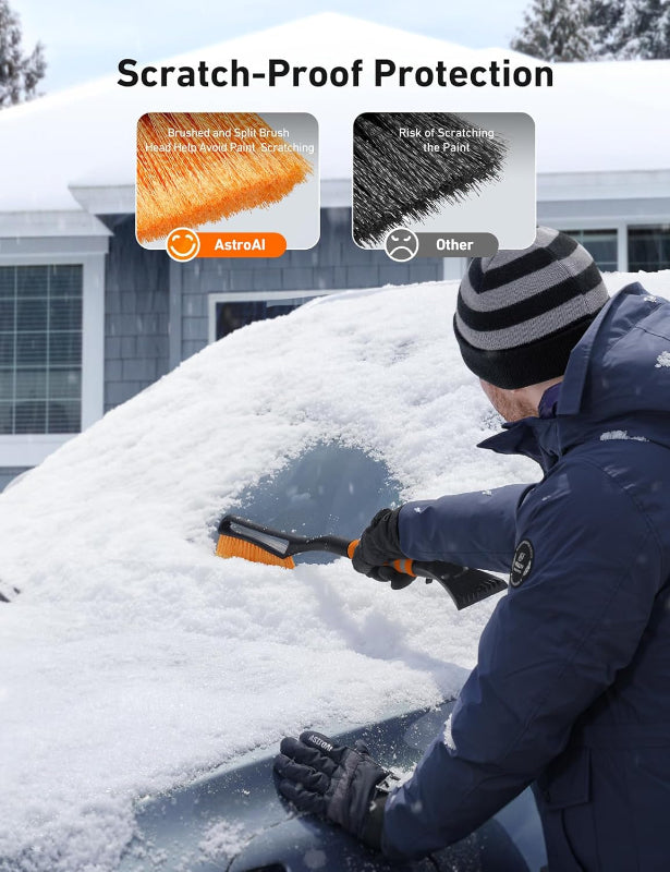 27" Detachable Snow Brush and Ice Scraper with Ergonomic Foam Grip for Cars and SUVs