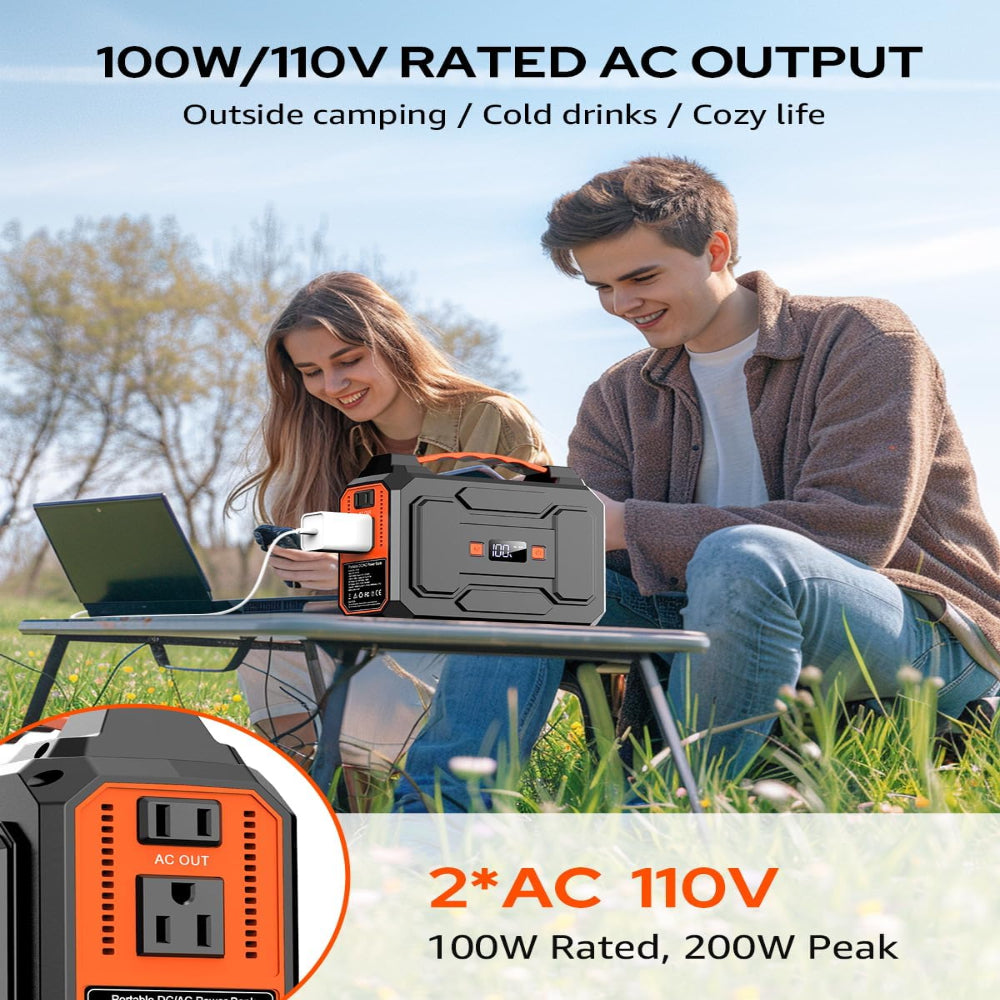 Portable Power Station Battery Bank – Camping & Emergency Backup with AC Outlet, Solar Charging