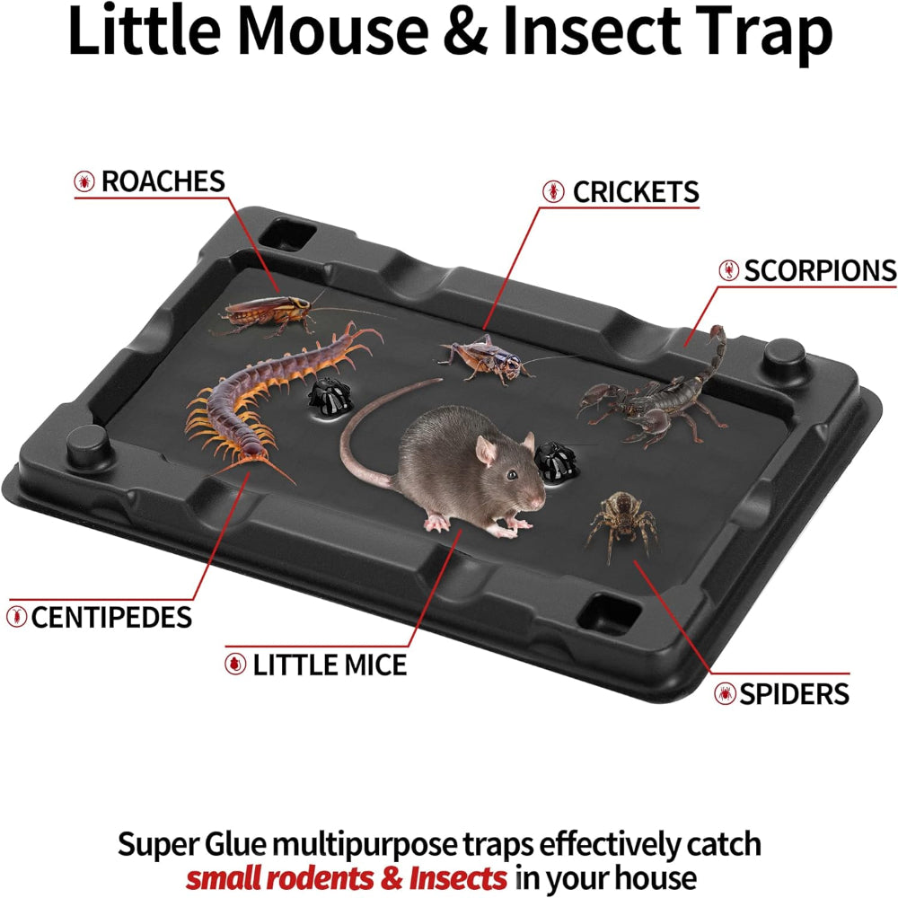 12 Pack Sticky Mouse and Insect Traps - Non-Toxic Glue - Indoor Pest Control