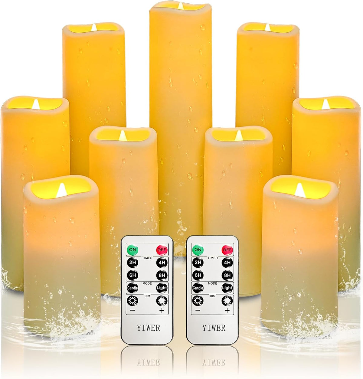 12-Pack Waterproof Outdoor Flameless LED Pillar Candles with Remote Control and Timer