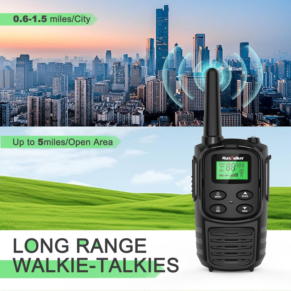 Walkie Talkies Long Range - Rechargeable Two Way Radios with NOAA, VOX and Flashlight