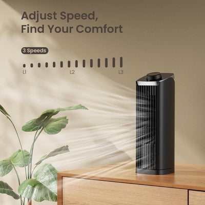 Portable 13 Inch Bladeless Tower Fan with Oscillating Cooling for Bedroom and Office