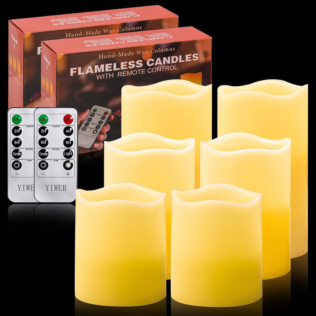 12-Pack Waterproof Outdoor Flameless LED Pillar Candles with Remote Control and Timer