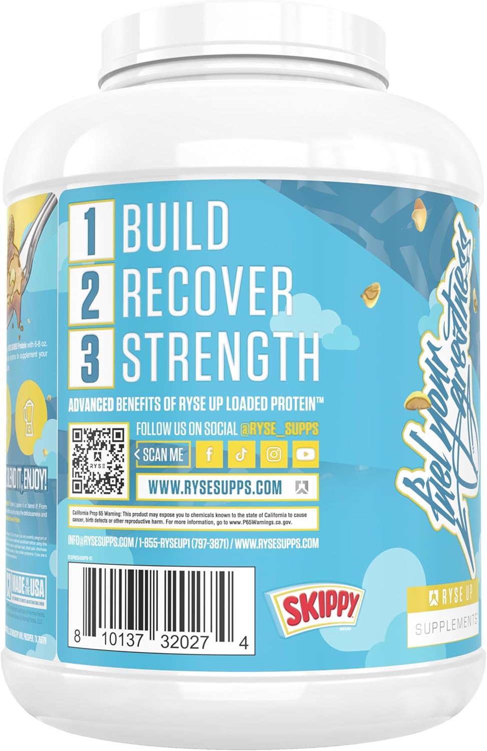RYSE Loaded Protein Powder Skippy® Peanut Butter – Advanced Whey Protein with MCTs and Prebiotic Fiber