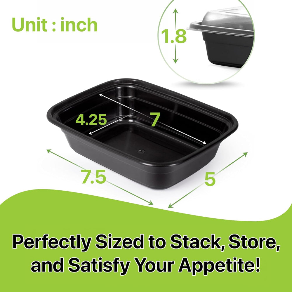 Meal Prep Containers – 16 oz Food Storage Boxes, Stackable Leakproof Reusable Design
