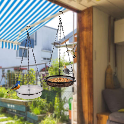Hanging Bird Feeder Bath – 2 In 1 Outdoor Metal Tray for Garden Bird Feeding