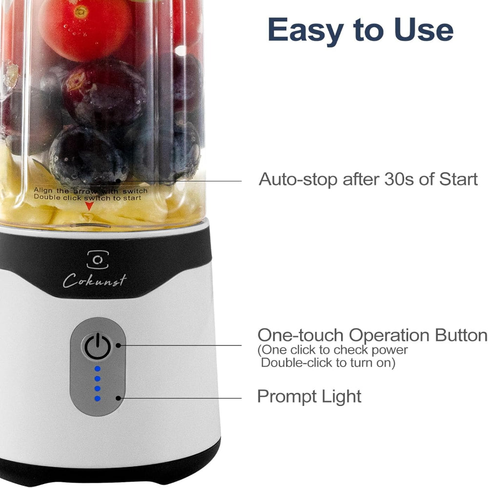 Portable Blender 18oz – USB Rechargeable, 6 Blade Smoothie Mixer, Travel Cup