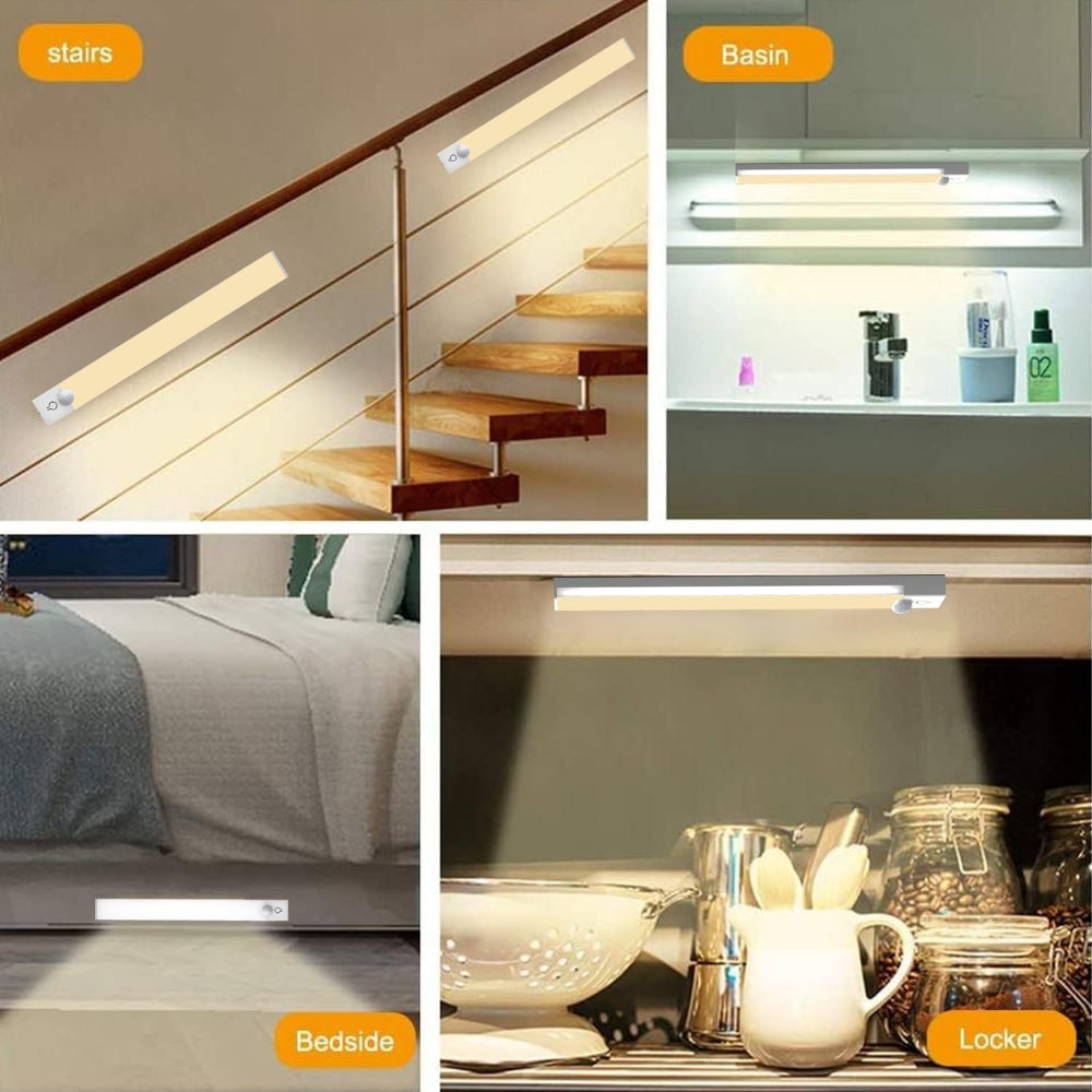3-Pack Under Cabinet Lights – Rechargeable Motion Sensor LED Lights Dimmable Wireless