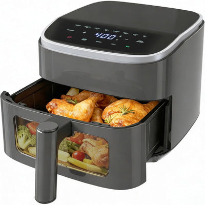 4QT Air Fryer – Digital Touchscreen Cooking – Easy View Window with Interior Light – Nonstick Dishwasher Safe Basket
