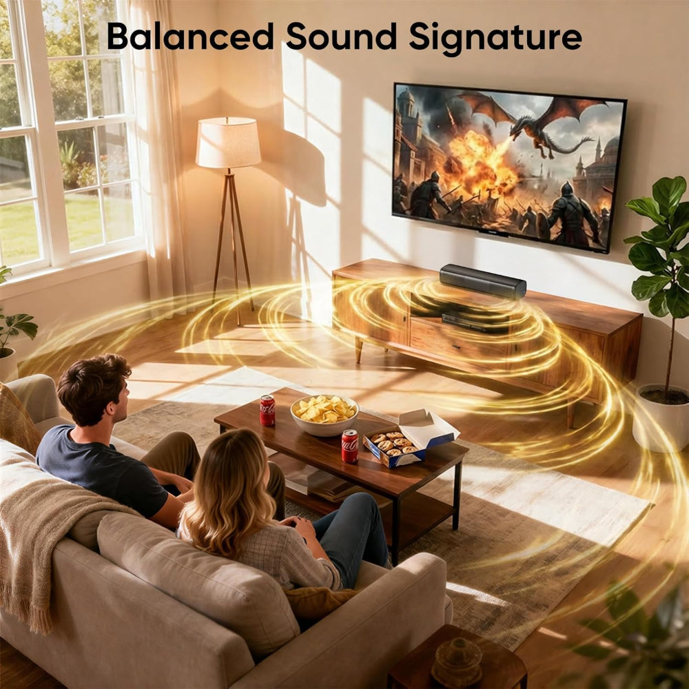 Compact Sound Bar for TV - Bluetooth Speaker with Optical and AUX Connectivity