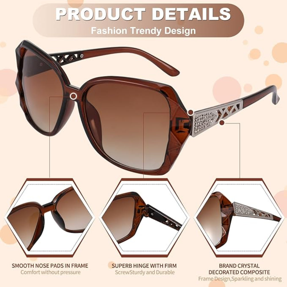 4 Pack Oversized Women's Sunglasses - UV Protection - Large Frames
