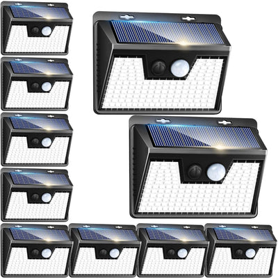 10-Pack Solar Motion Sensor Lights – Outdoor Security Use – 140 LED Waterproof Garden & Yard Lighting – Wall Mounted Solar Powered Design