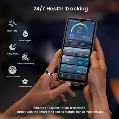Smart Ring Health Tracker with Heart Rate Sleep Monitor - Waterproof Fitness Ring