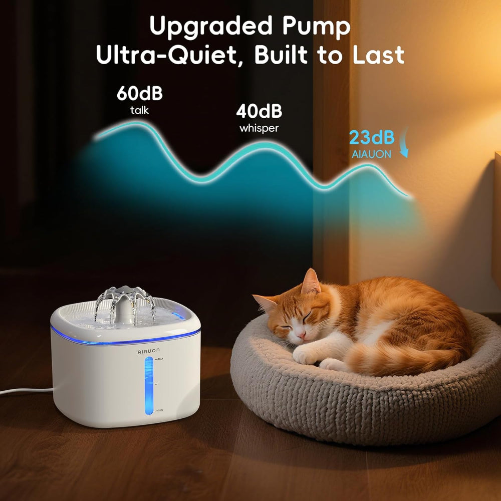 Automatic Cat Water Fountain with Filters - Ultra Quiet Pet Water Dispenser 84oz