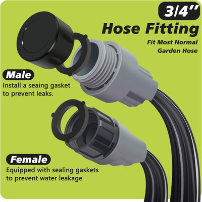25FT Soaker Hose - Flat Irrigation Hose with Garden Staples for Lawn Garden Watering
