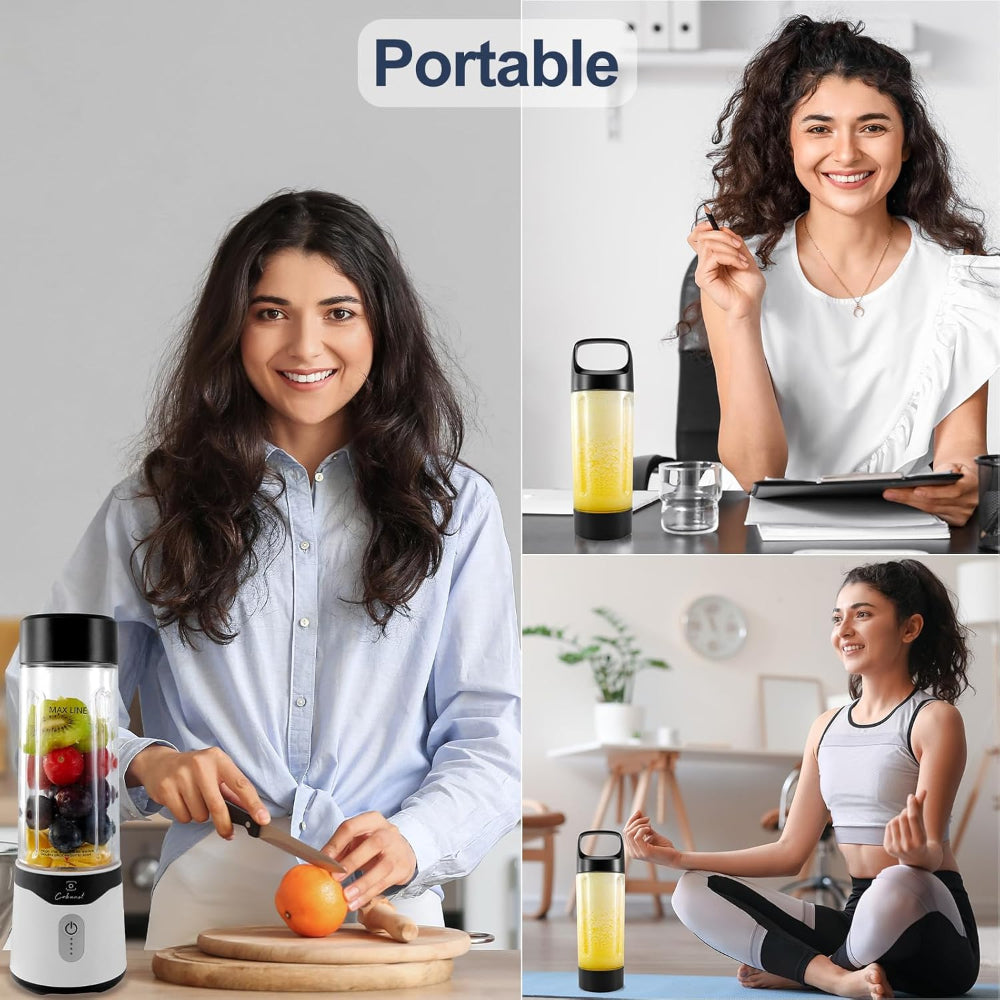 Portable Blender 18oz – USB Rechargeable, 6 Blade Smoothie Mixer, Travel Cup