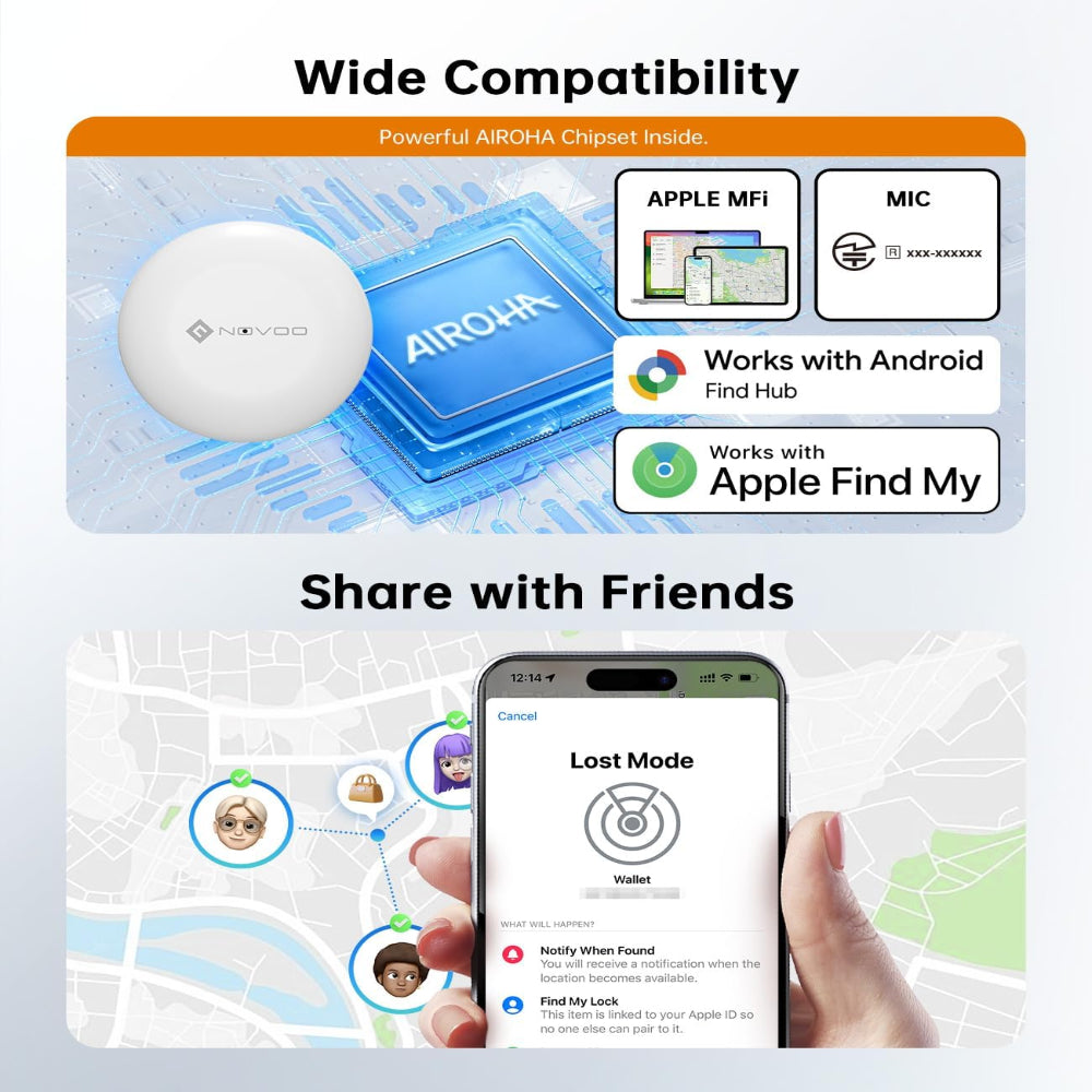 Bluetooth Smart Tracker Tag – GPS Locator with 80dB Alarm, Replaceable Battery for Keys & Luggage