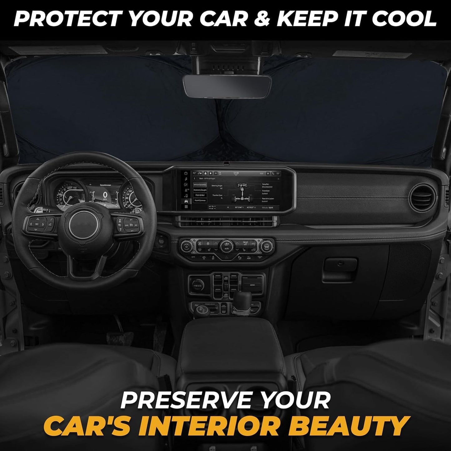 Car Windshield Sun Shade - UV Heat Protection - Foldable Visor for Interior Cooling