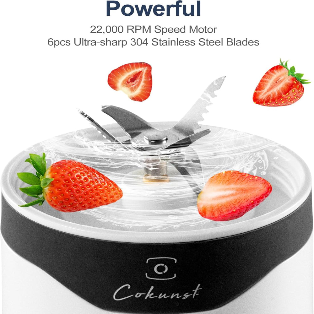 Portable Blender 18oz – USB Rechargeable, 6 Blade Smoothie Mixer, Travel Cup