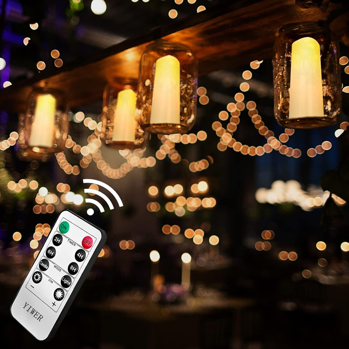 12-Pack Waterproof Outdoor Flameless LED Pillar Candles with Remote Control and Timer