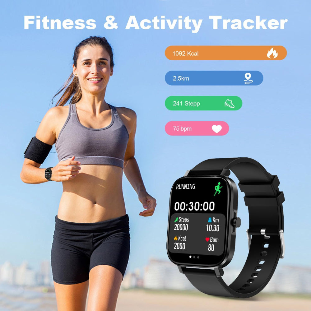 Smart Watch with Fitness Tracker, Heart Rate Monitor, and Waterproof Design