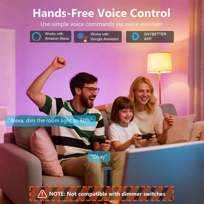 6-Pack Smart Wi-Fi LED Light Bulbs - Color Changing and Dimmable - Compatible with Alexa and Google Home