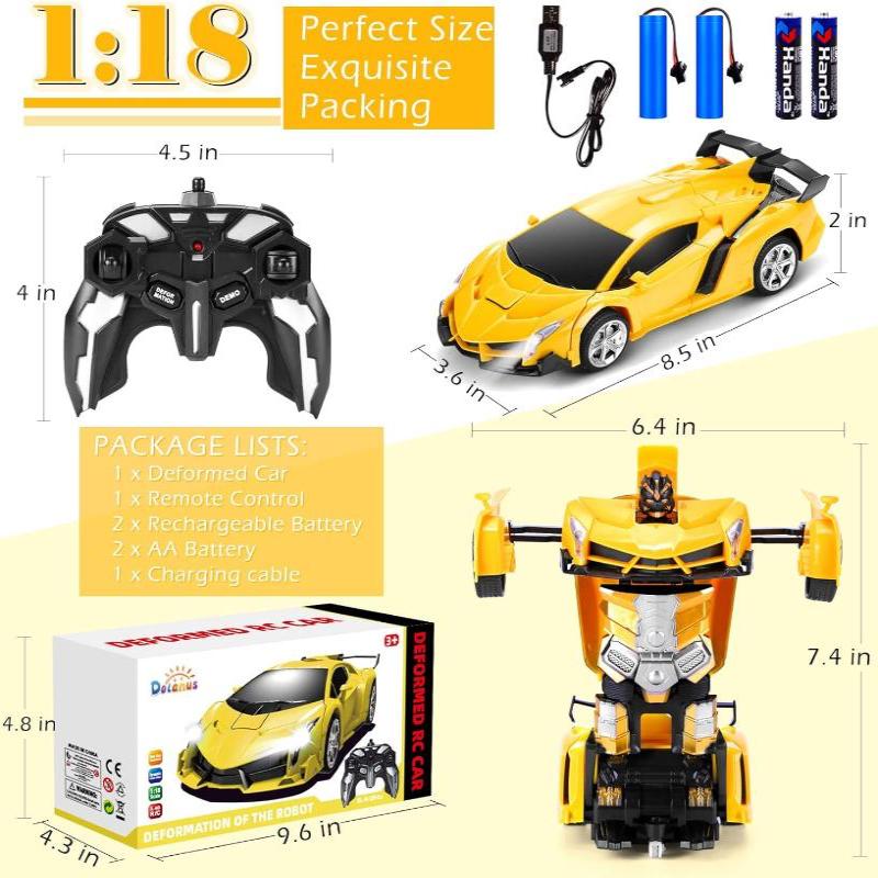 Transform Robot RC Cars Contains All Batteries: One-Button Deformation and 360 Degree Rotating Drifting