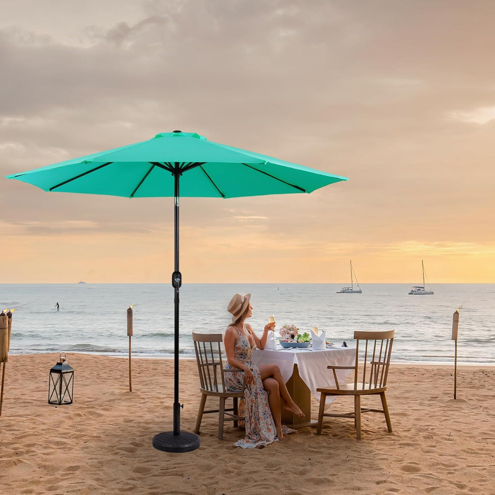 9 Foot Patio Market Umbrella with Tilt and Crank for Outdoor Table Shade