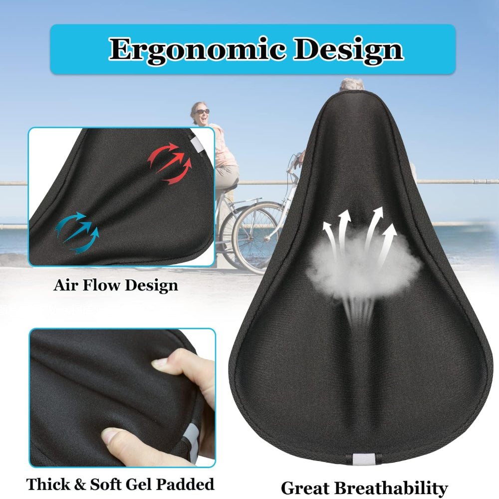 Gel Bike Seat Cover - Padded Bicycle Saddle Cushion for Indoor and Outdoor Cycling