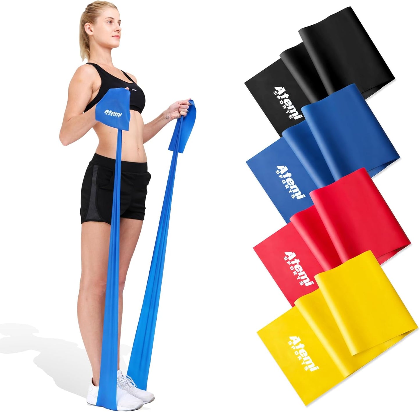Yellow Exercise Band for Physical Therapy | Resistance Band for Fitness, Yoga, Pilates | Long Resistance Band for Working Out | Elastic Band for Exercise | Stretch Band