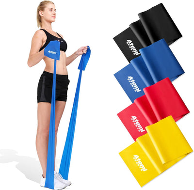 Yellow Exercise Band for Physical Therapy | Resistance Band for Fitness, Yoga, Pilates | Long Resistance Band for Working Out | Elastic Band for Exercise | Stretch Band