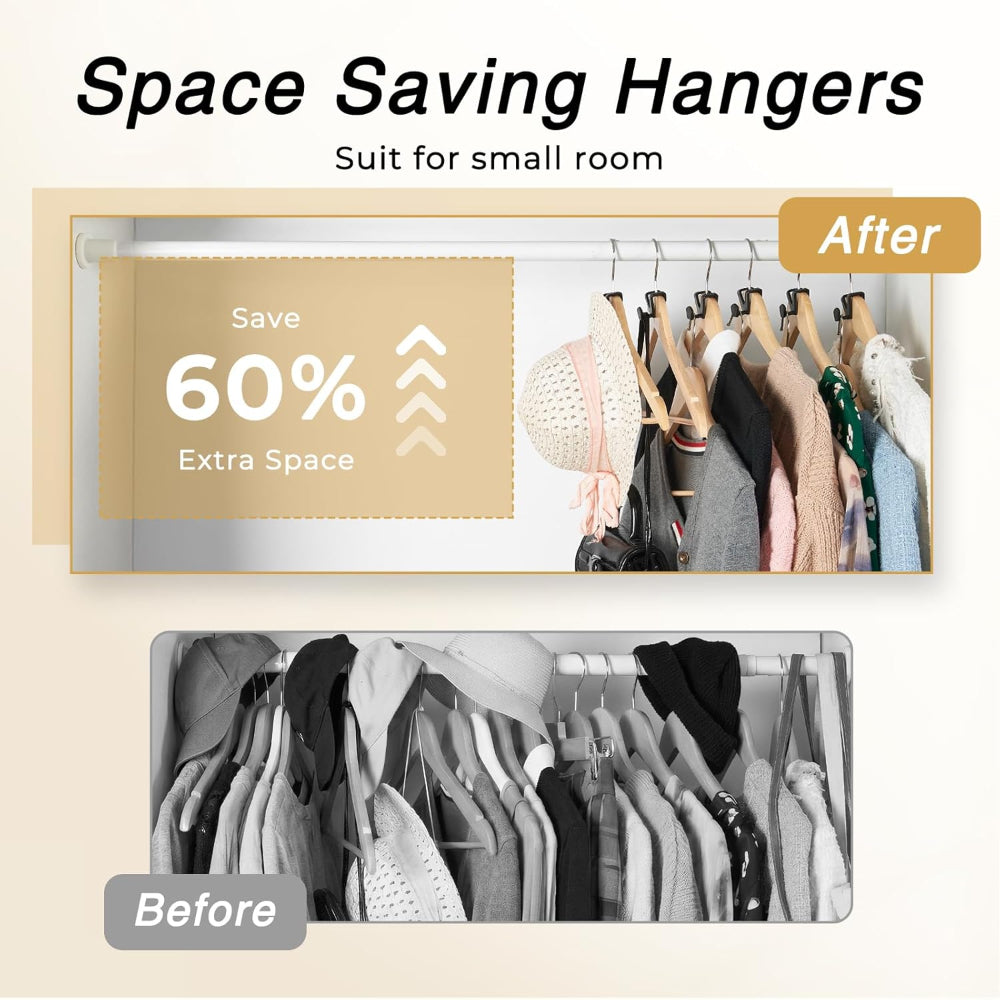 60-Pack Hanger Hooks – Space Saving Closet Connector Hooks for Clothes Organization