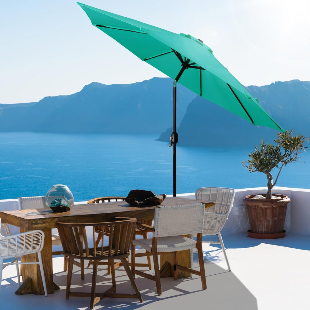 9 Foot Patio Market Umbrella with Tilt and Crank for Outdoor Table Shade