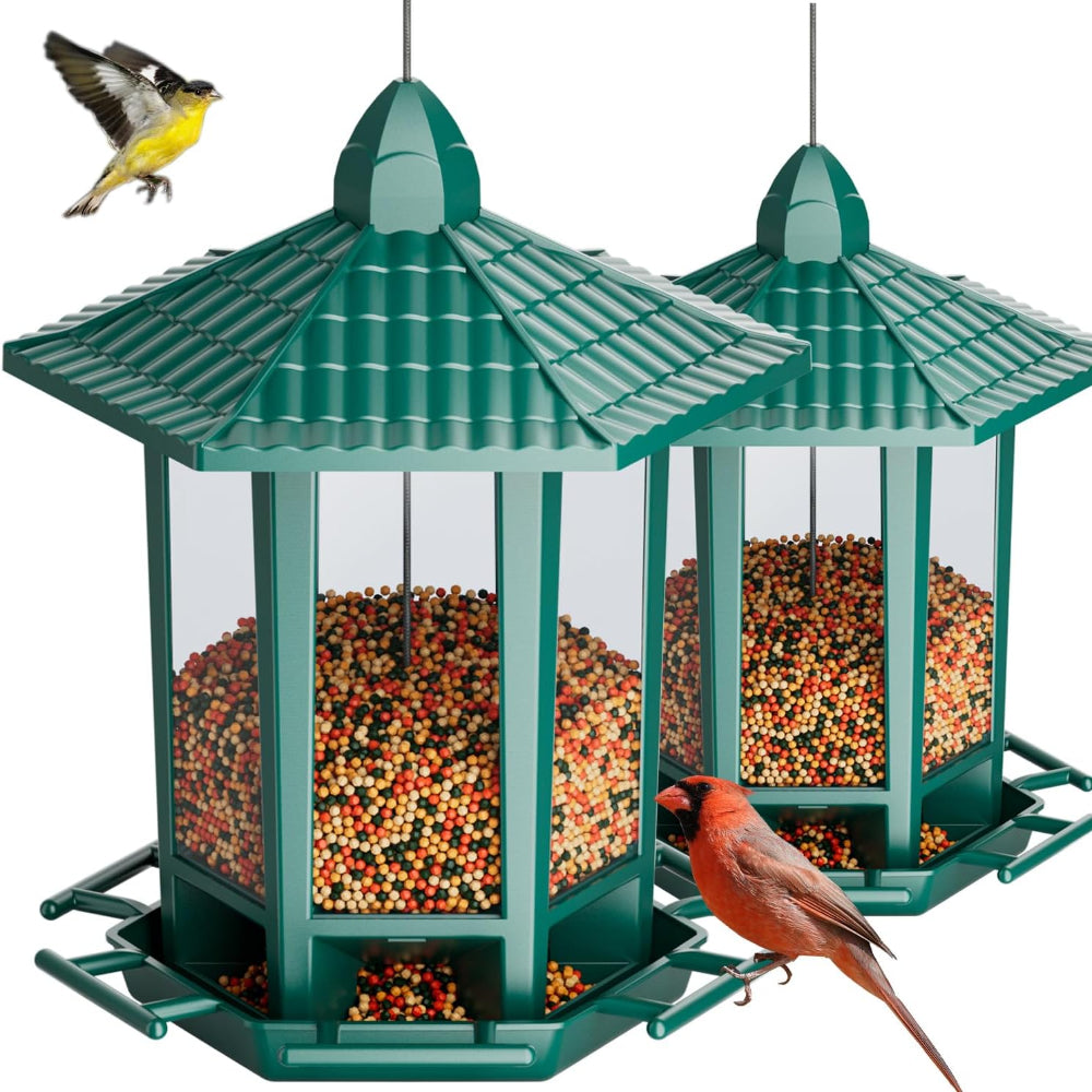 2-Pack Hanging Bird Feeders – Retro Pagoda Outdoor Seed Feeders for Wild Birds