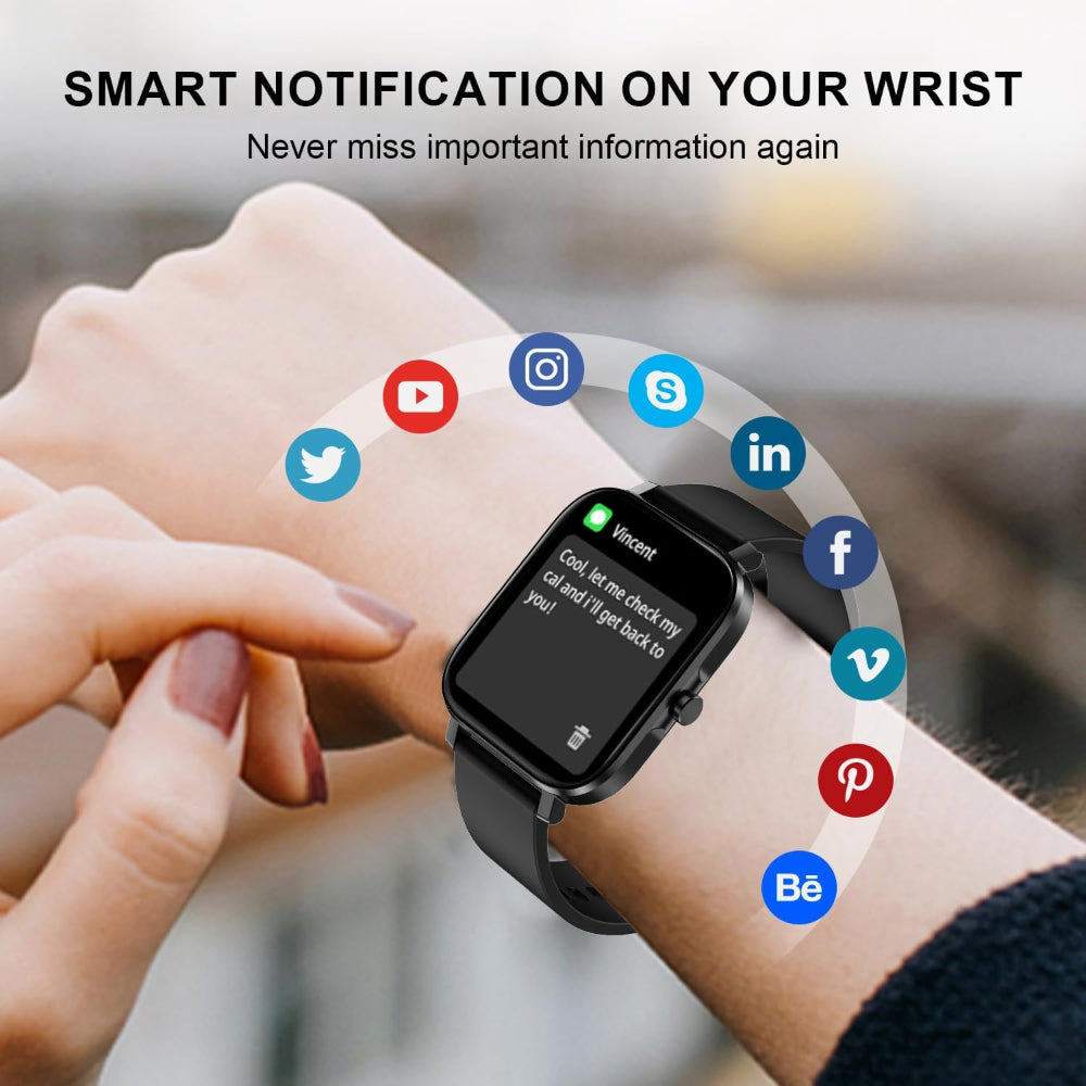 Smart Watch with Fitness Tracker, Heart Rate Monitor, and Waterproof Design