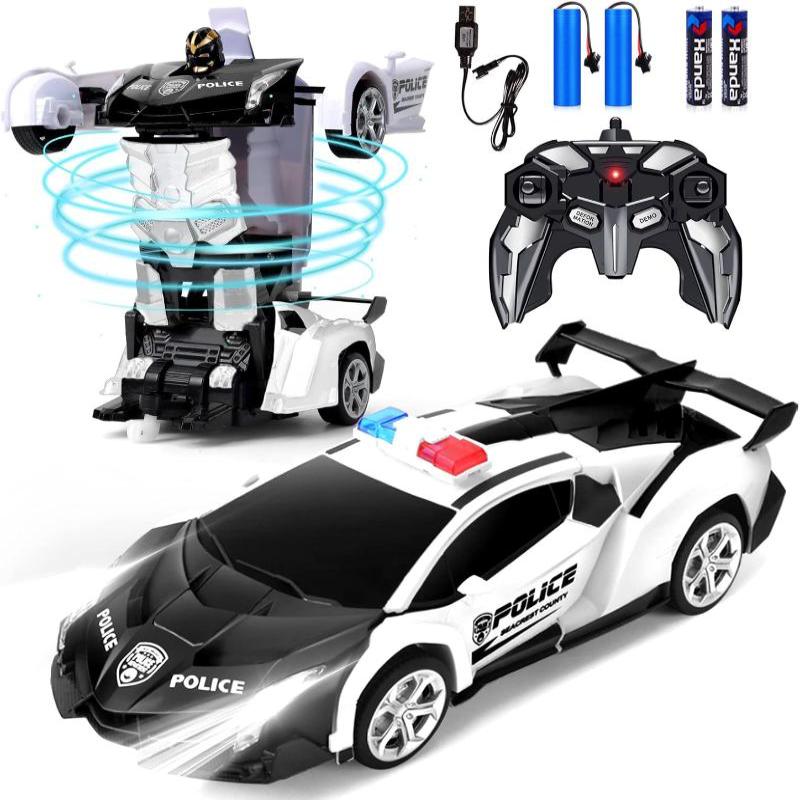 Transform Robot RC Cars Contains All Batteries: One-Button Deformation and 360 Degree Rotating Drifting