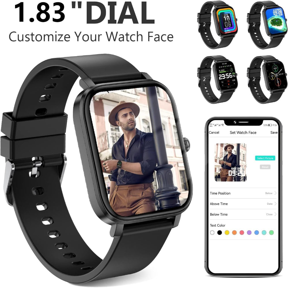 Smart Watch with Fitness Tracker, Heart Rate Monitor, and Waterproof Design