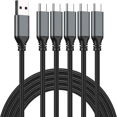 5-Pack USB C Charging Cable – 6FT Braided Fast Charge Cord, USB A To Type C