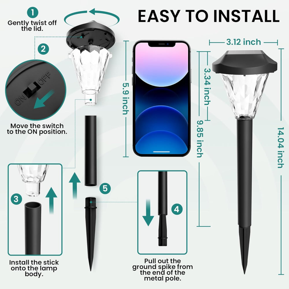 Solar Garden Lights – Waterproof Outdoor Pathway Lights for Yard and Patio Landscape